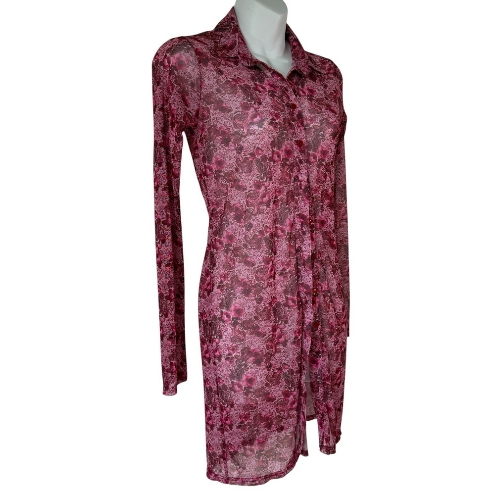 Urban Outfitters Womens Sheer Tunic Button Dress Sz S Floral Festival Whimsigoth